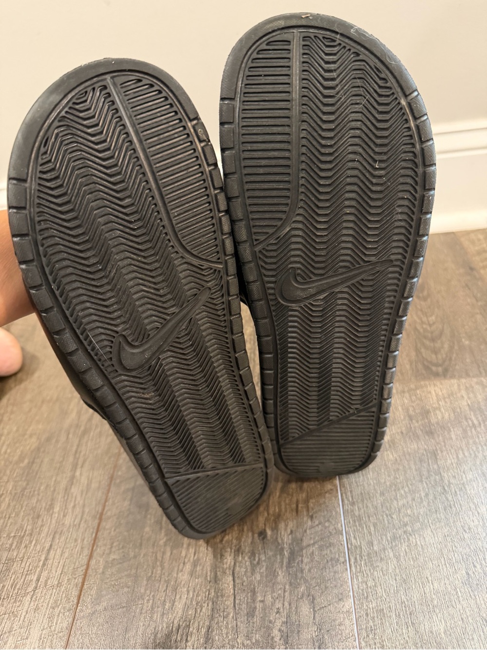 Nike Black Slide Sandals with White Logo - Picture 2 of 3